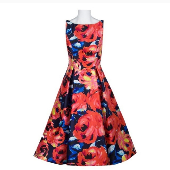 Adrianna Papell Dresses & Skirts - Anthro Adrianna Papell Vintage Style Floral Midi Fit/Flare Elegant Dress Size 2P